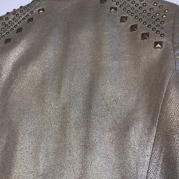 Double D Ranch Studded Gold Crackled Leather Jacket - Women’s Size XS - Picture 10 of 14
